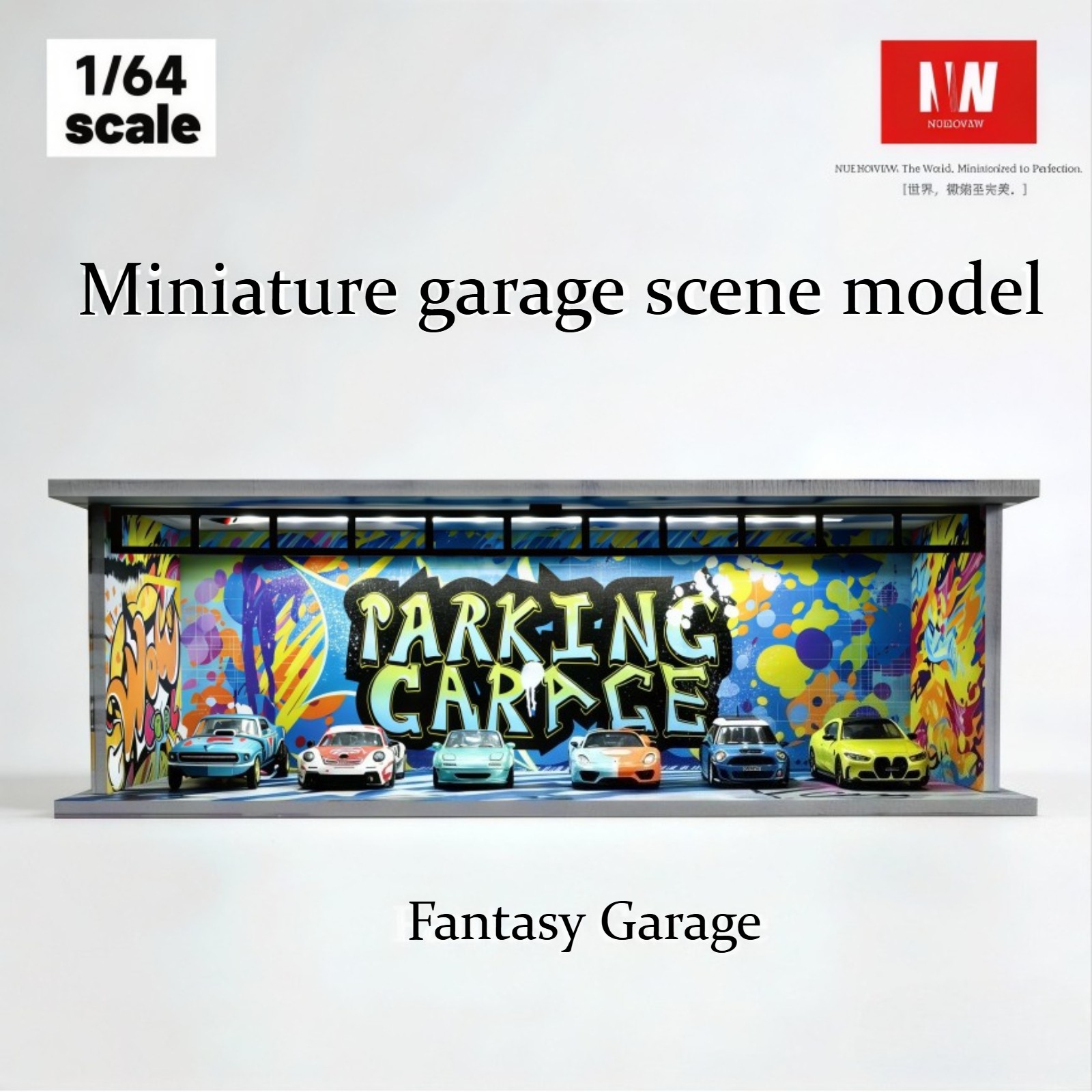 Diorama 1/64 Diecast Garage Showroom Model LED Parking Lot Model Display Case US