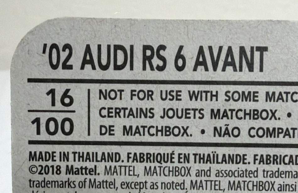 Matchbox Blue ’02 Audi RS 6 Avant 1:64 Wagon MBX Road Trip 2019