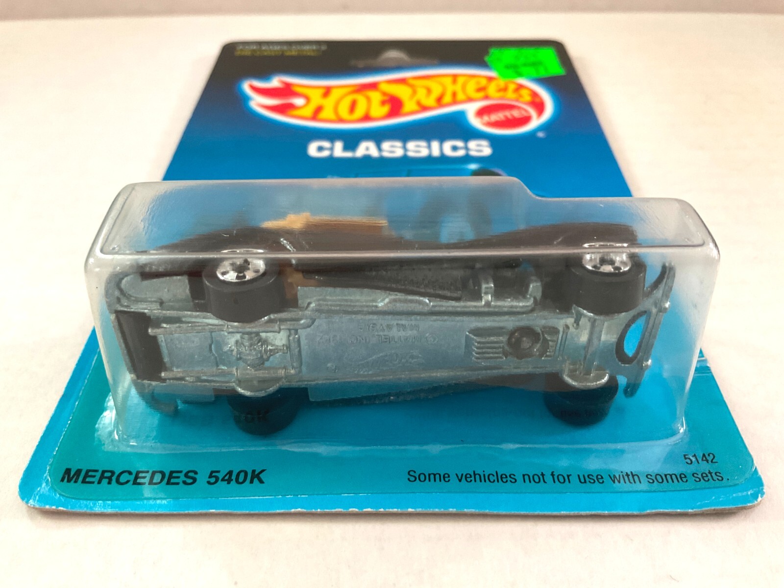 Hot Wheels MERCEDES 540K – 1989 CLASSICS – Black, Blackwalls, Metal Base