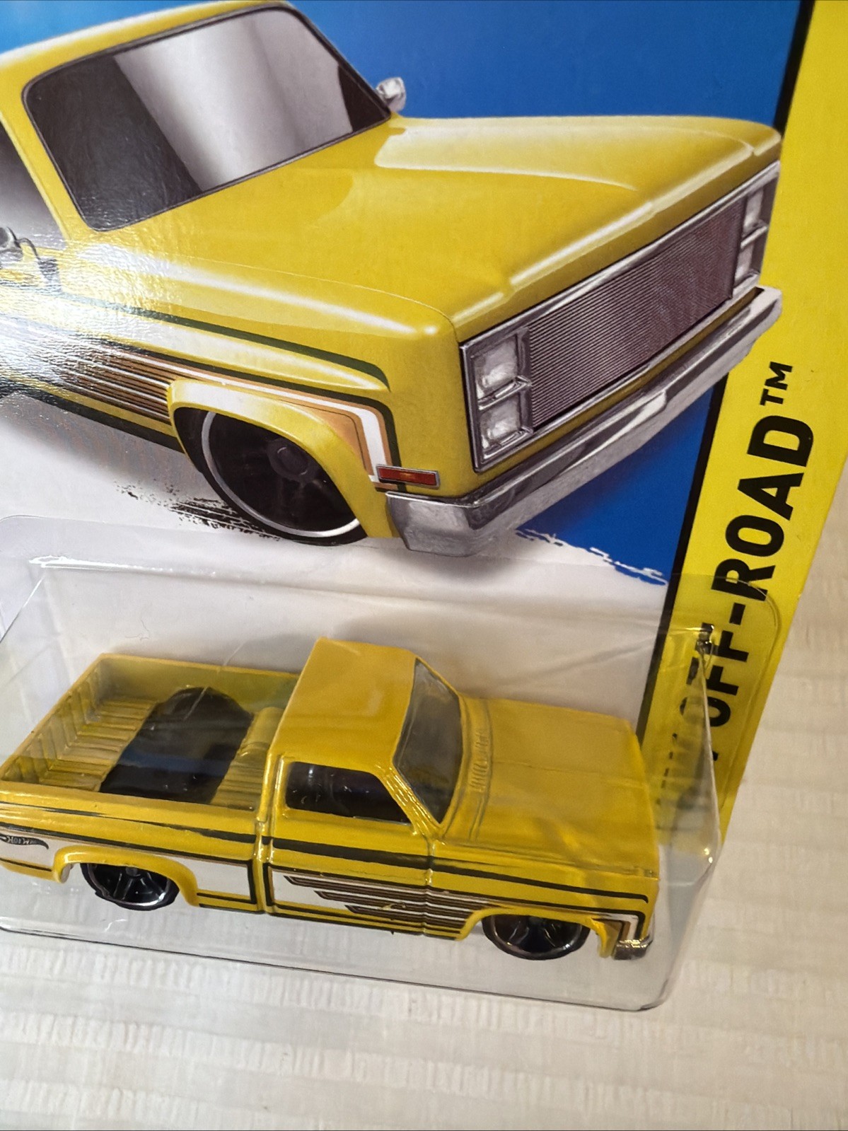 Hot Wheels 83 Chevy Silverado HW Off Road Yellow 2013 New Protector