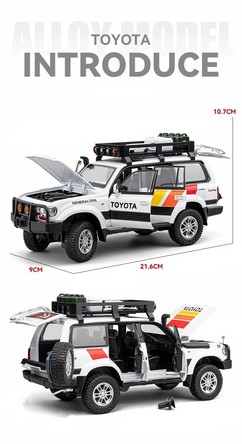 1:24 Toyota Land Cruiser LC80 Car Model Alloy Diecast Vehicle Gift Sound Light