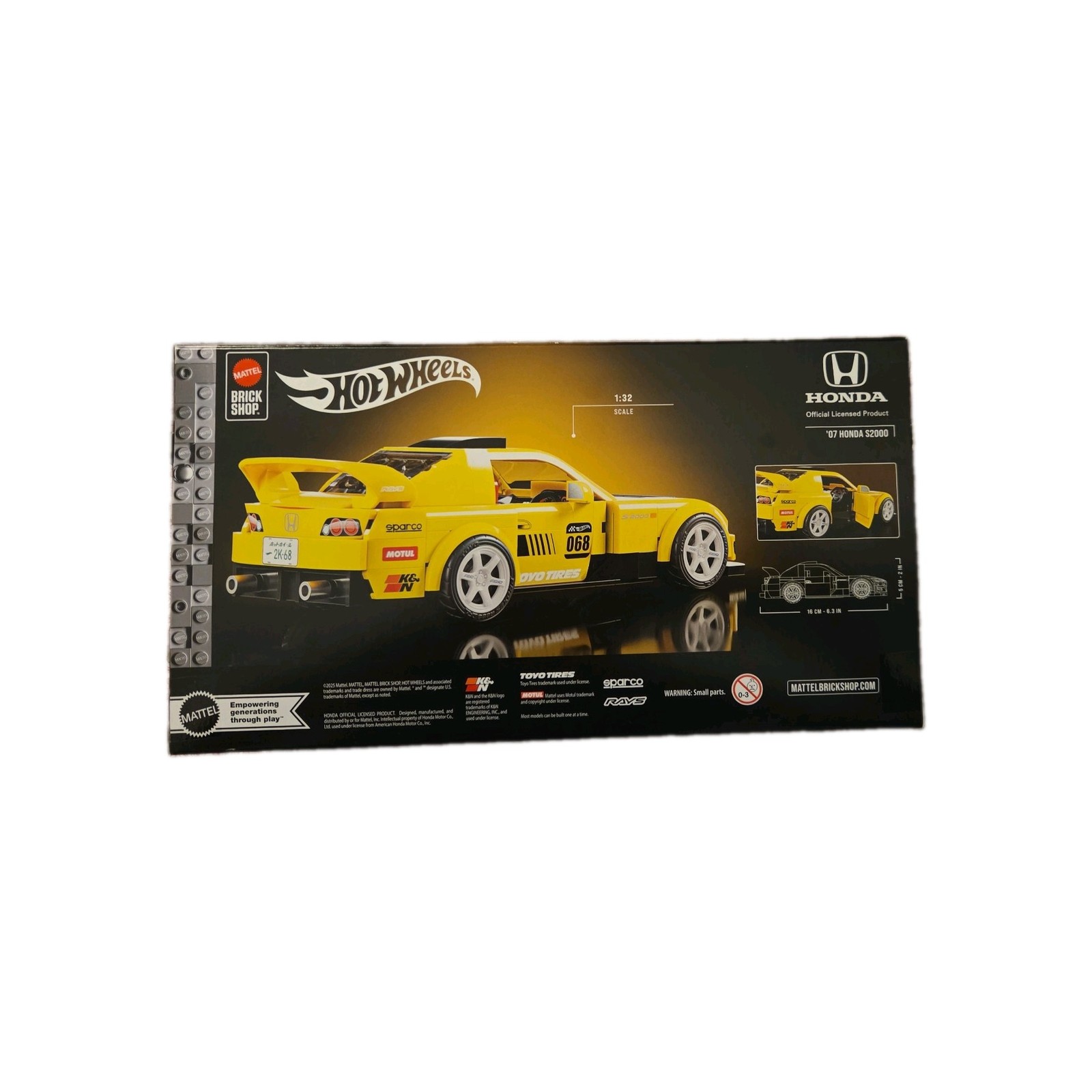 NEW! HOT WHEELS Mattel Brick Shop Yellow ’07 Honda S2000 CR Unopened MINT 1:64
