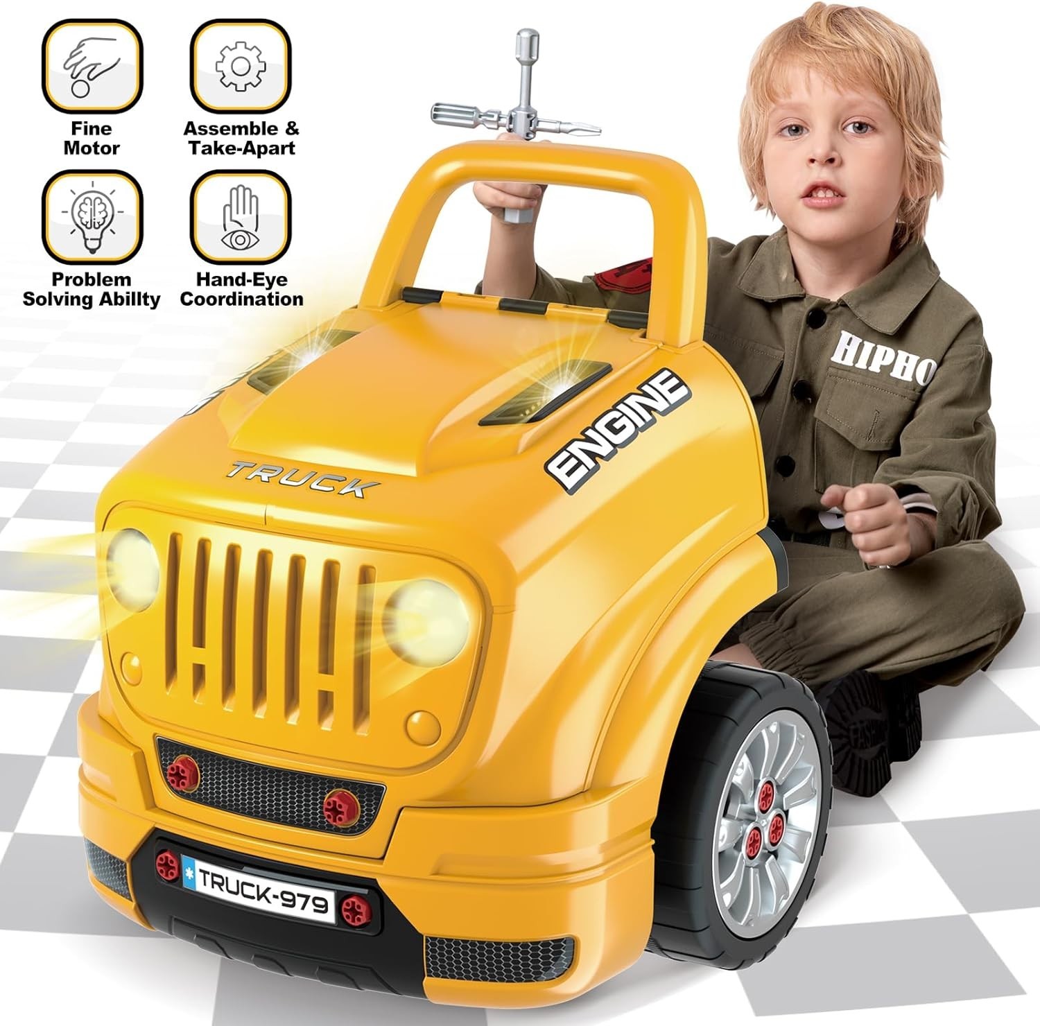Toys Gifts for 3 4 5 6 7 8 Years Old Boys, Large Truck Engine, Mechanic Repai…