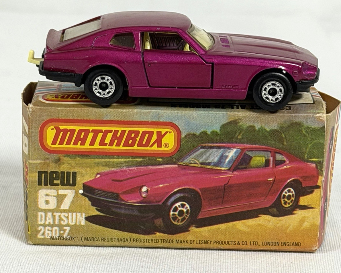 Matchbox Lesney Superfast #67- 1970’s Datsun 260-Z Purple, Original Type L Box