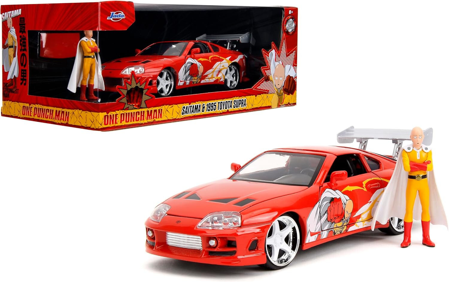 Jada Toys One Punch Man 1:24 1995 Toyota Supra DieCast Car Saitama Figure Toys