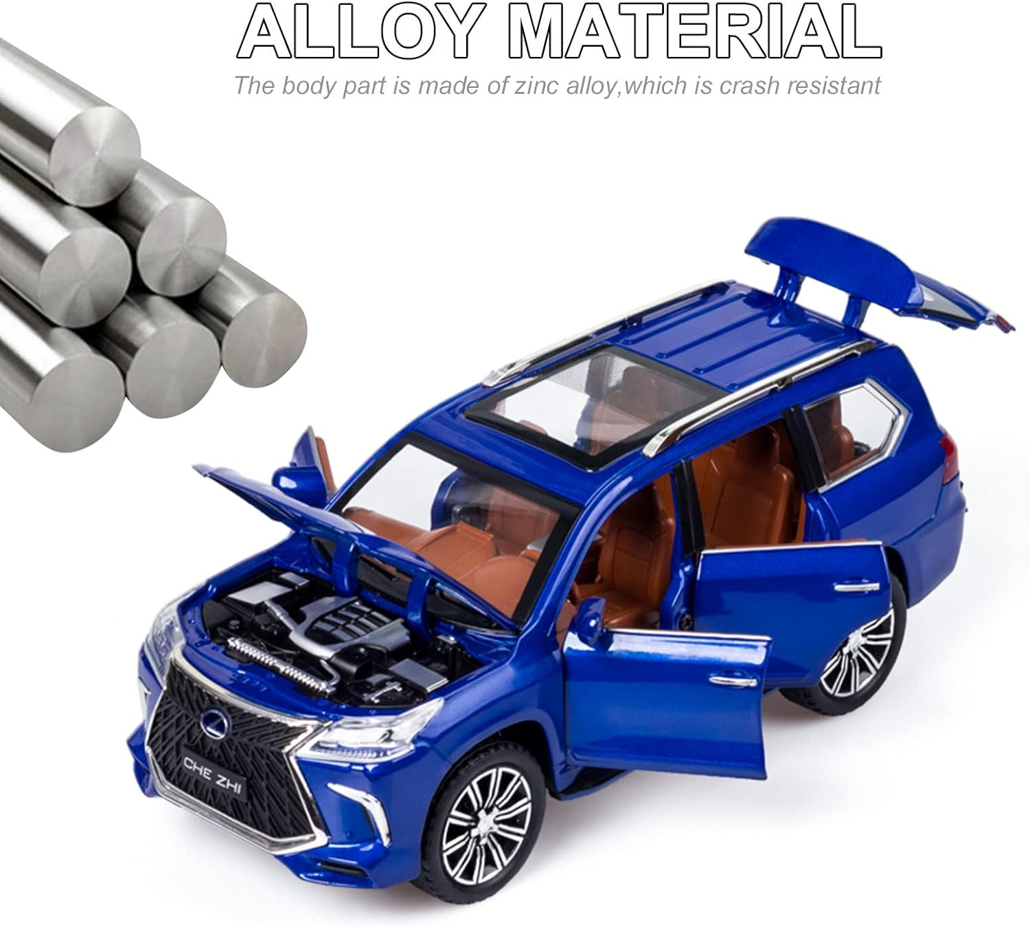 Diecast Car Model 1/24 Scale – Zinc Alloy Pull Back Toy Car with Sound and Light