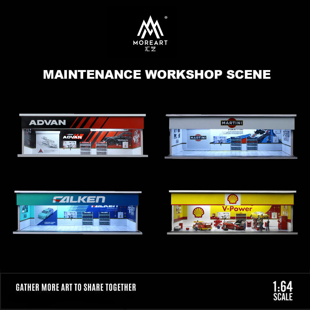 Diorama 1:64 Car Garage Model LED Lighting City Car Showroom Scene Display Model