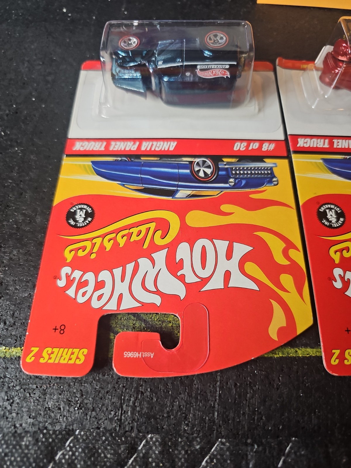 (2) 2005 HOT WHEELS ANGLIA PANEL TRUCKS, #8/30 CLASSICS SERIES 2, SPECTRAFLAME