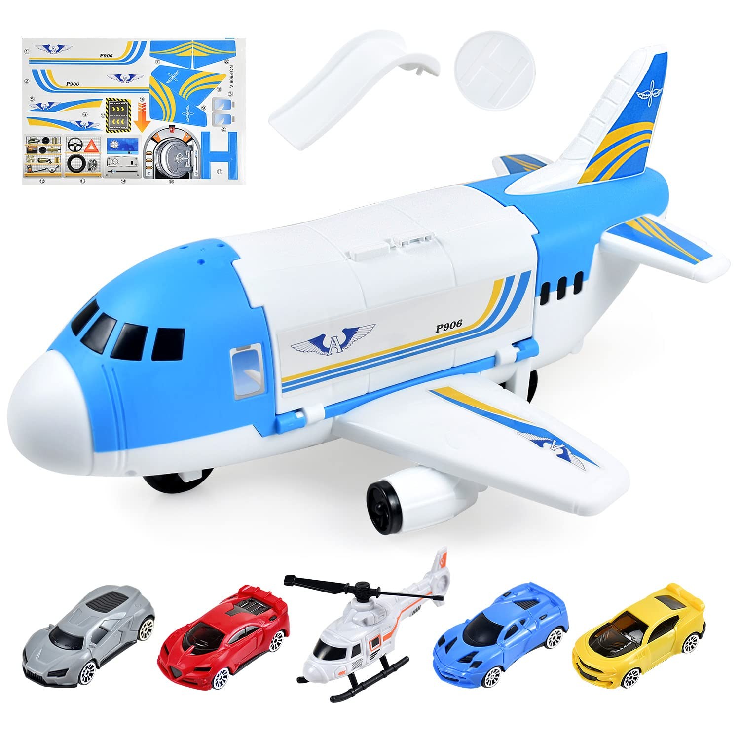 Transport Cargo Airplane Car Toy Play Set for 3+ Years Old Boys and Girls