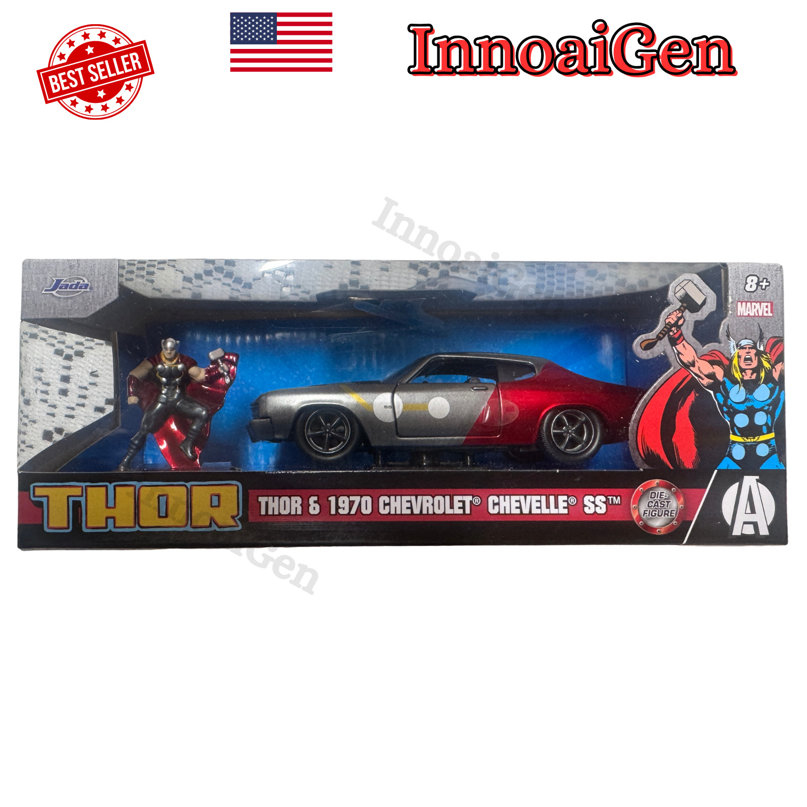 Jada Marvel Thor 1970 Chevrolet Chevelle SS 1:32 Diecast Car with Thor Figure