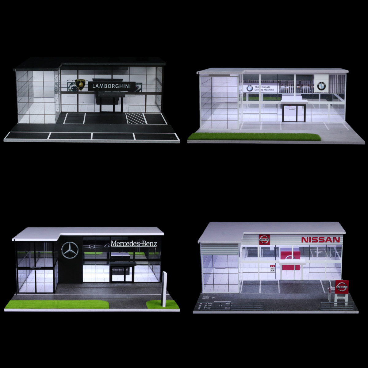Diorama 1/64 Diecast Car Parking Lot Showroom Model LED Street Building Scene US