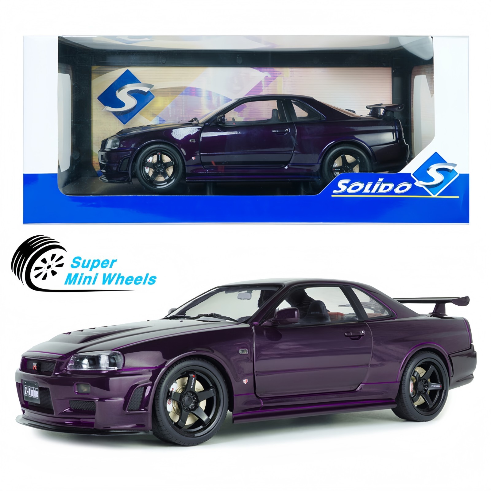 Solido 1:18 1999 Nissan Skyline GT-R (BNR34) Z-Tune – Midnight Purple