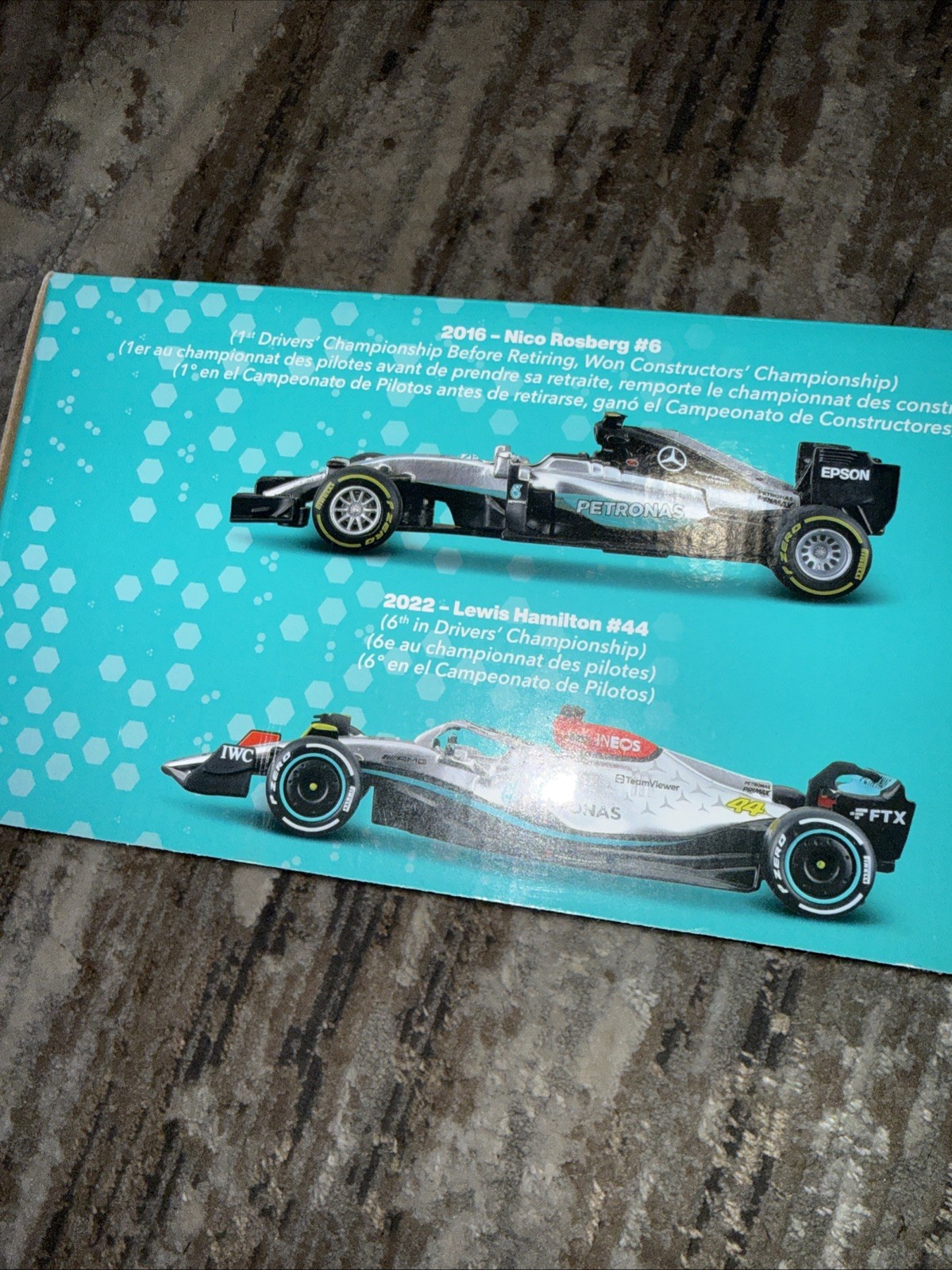 New Burago Mercedes AMG Petronas Racing Formula 1 F1 1:43 Scale Die Cast 6 Pack!