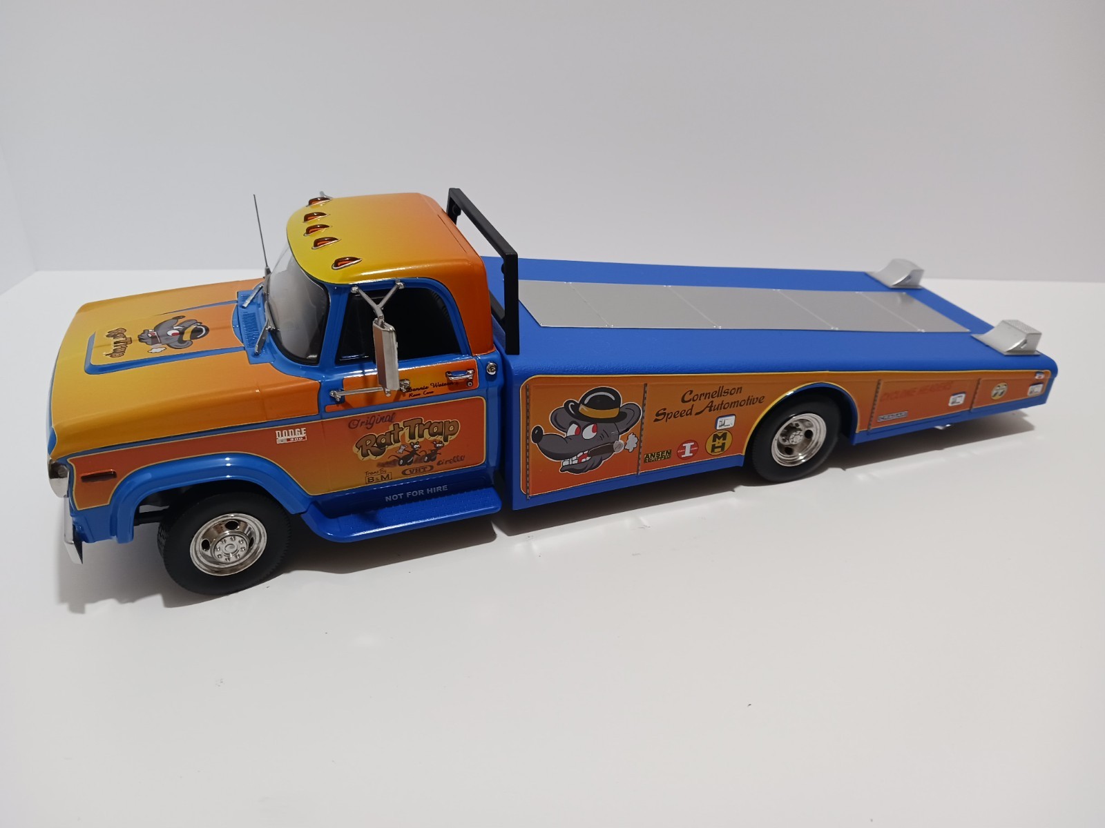 1:18 “RAT TRAP” 1970 DODGE D-300, VINTAGE RAMP, TRUCK DRAG RACE HAULER by ACME