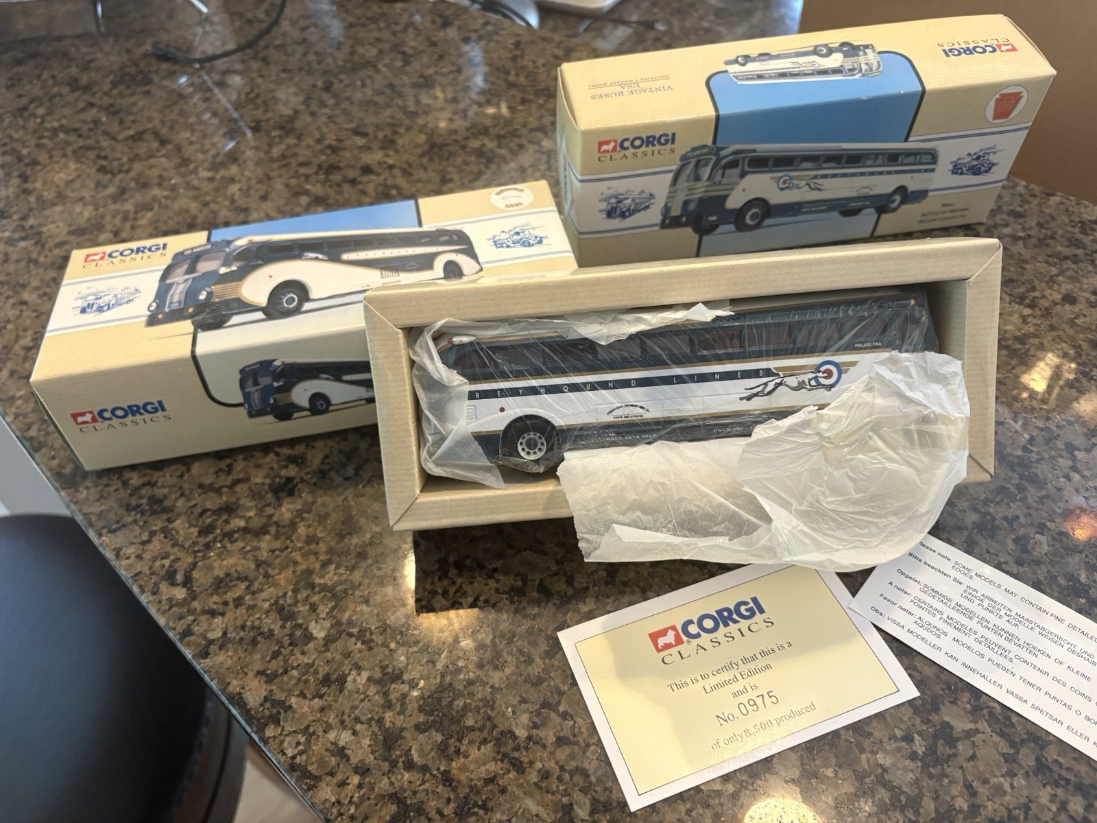 Corgi Classics Yellow Coach Bus Blue 743 Greyhound Lines #98469 And #98461