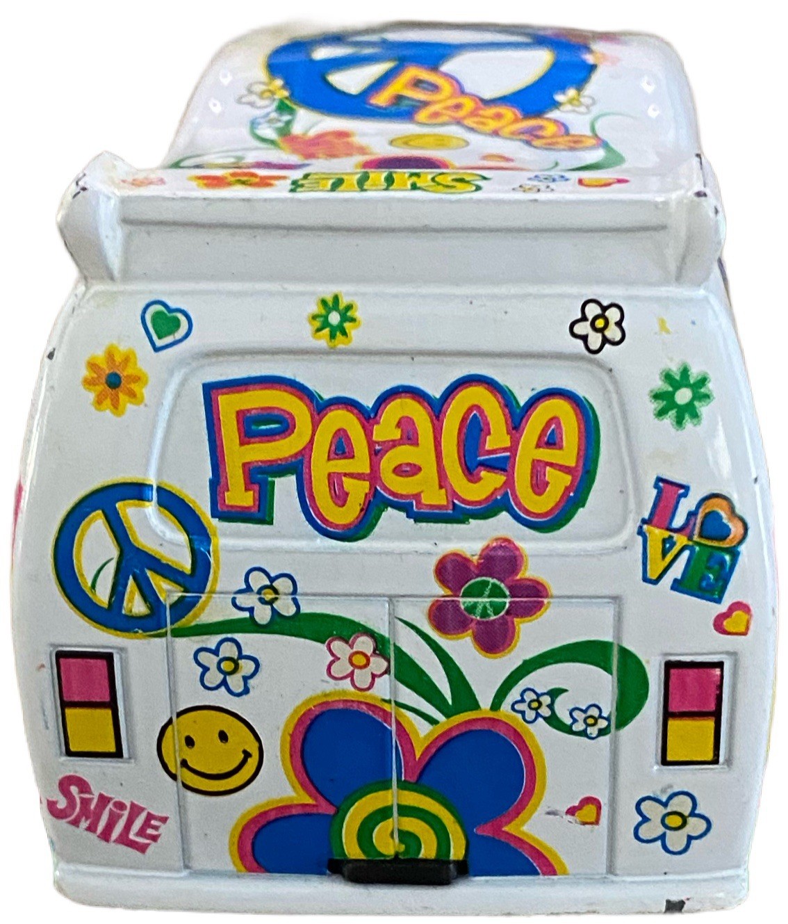 Kinsfun Kintoy Diecast Peace Dream Van Flowers Rainbow pull-back, works- 3.5”
