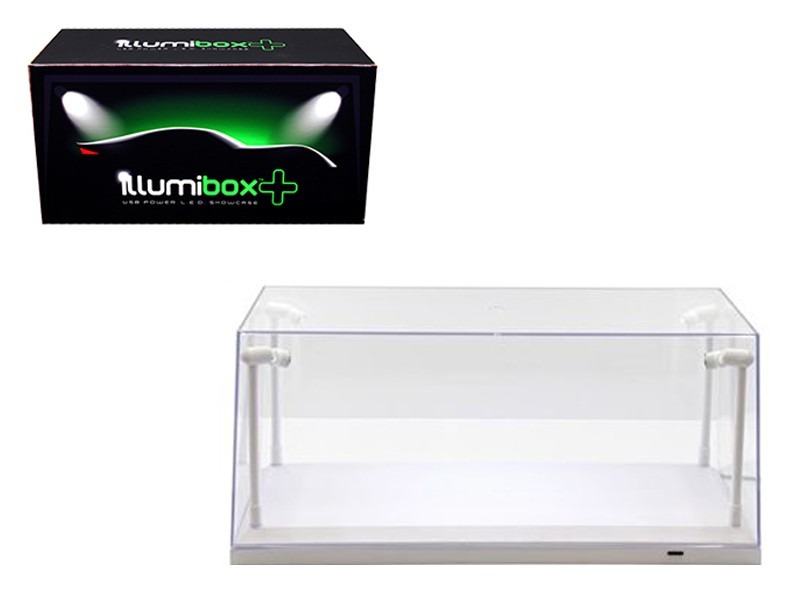 Collectible Display Show Case with LED Lights for 1/18 1/24 Models with White Ba