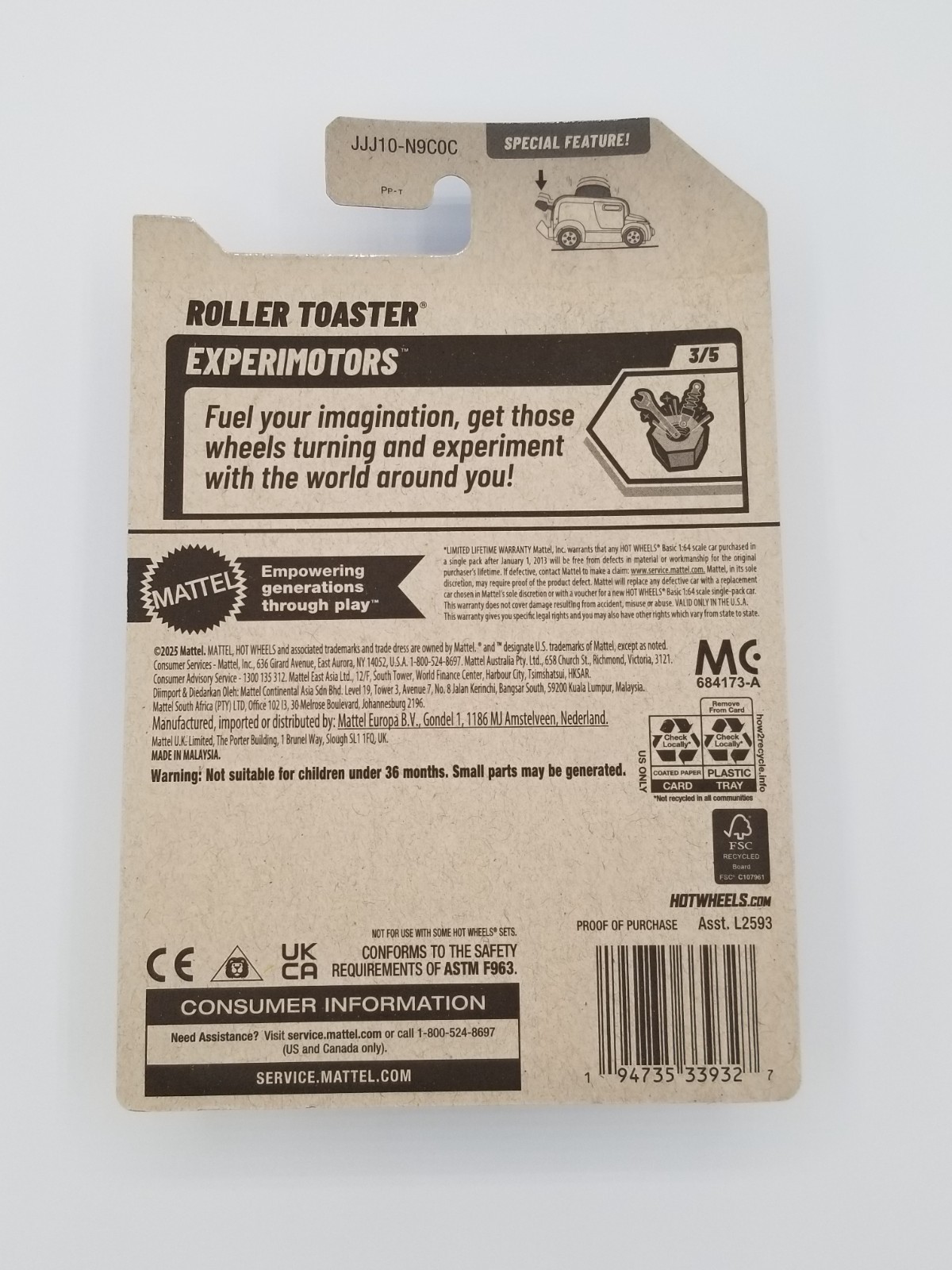 2026 Hot Wheels ROLLER TOASTER Yellow #39 Experimotors 3/5