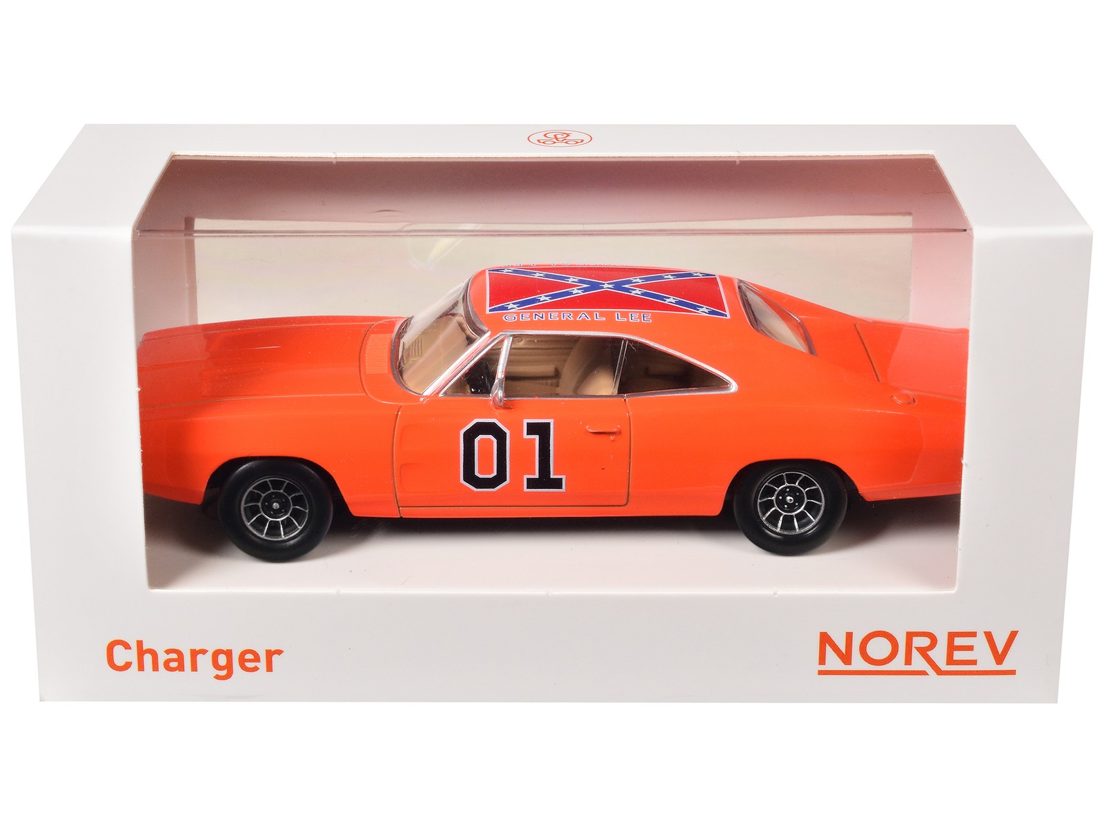 1969 Dodge Charger #01 “General Lee” Orange 1/43 Diecast Model Car by Norev
