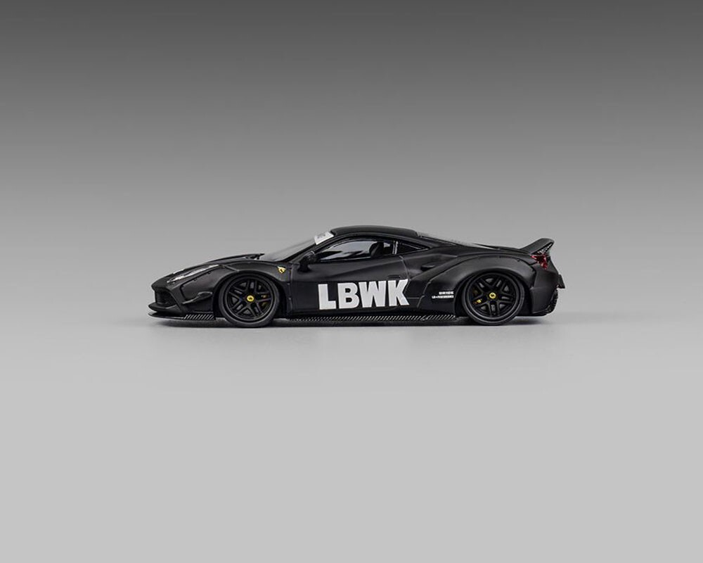 CM Model LBWK Liberty Walk 488 Widebody Matted Black with Carbon 1/64