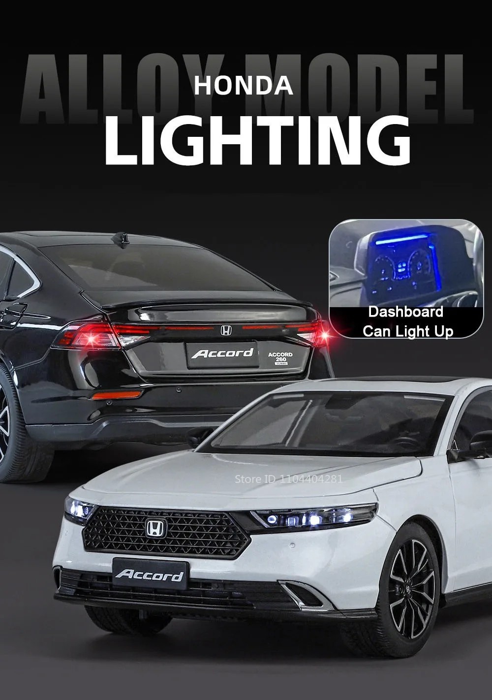 1:18 Honda Accord Sedan Diecast Model Collectible with Sound & Light Features