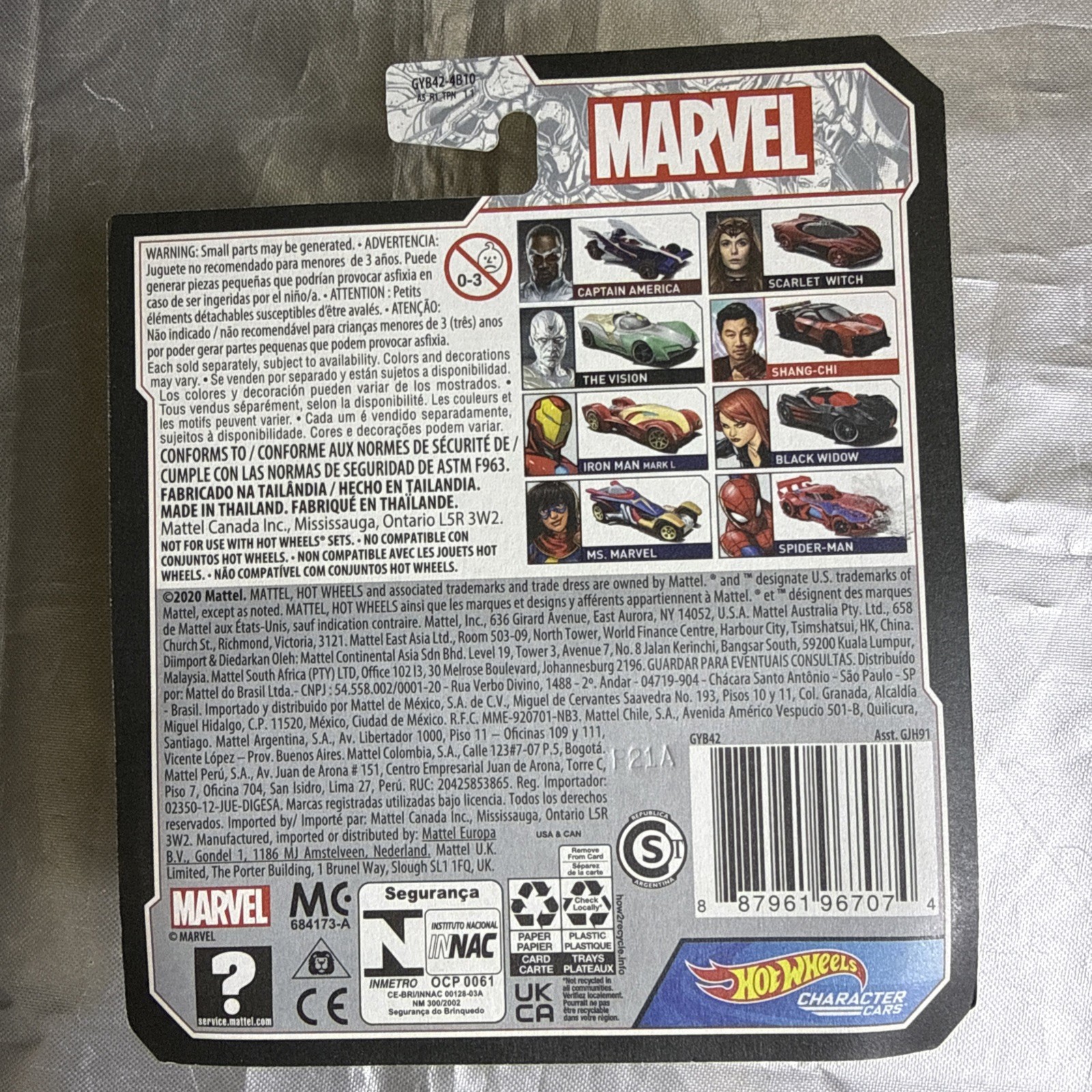 2021 Hot Wheels MARVEL Character Cars Set of 8 New GJH91
