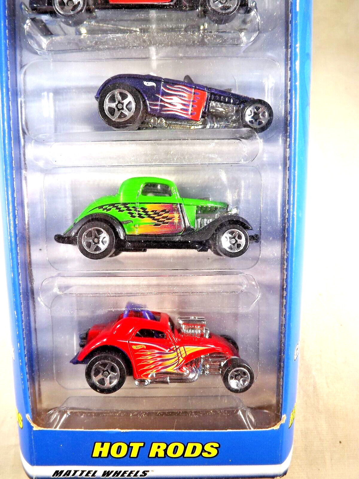 2000 Hot Wheels 5 Pack HOT RODS Fat Fendered40,Deuce Roadster,3-Window34,Fiat500