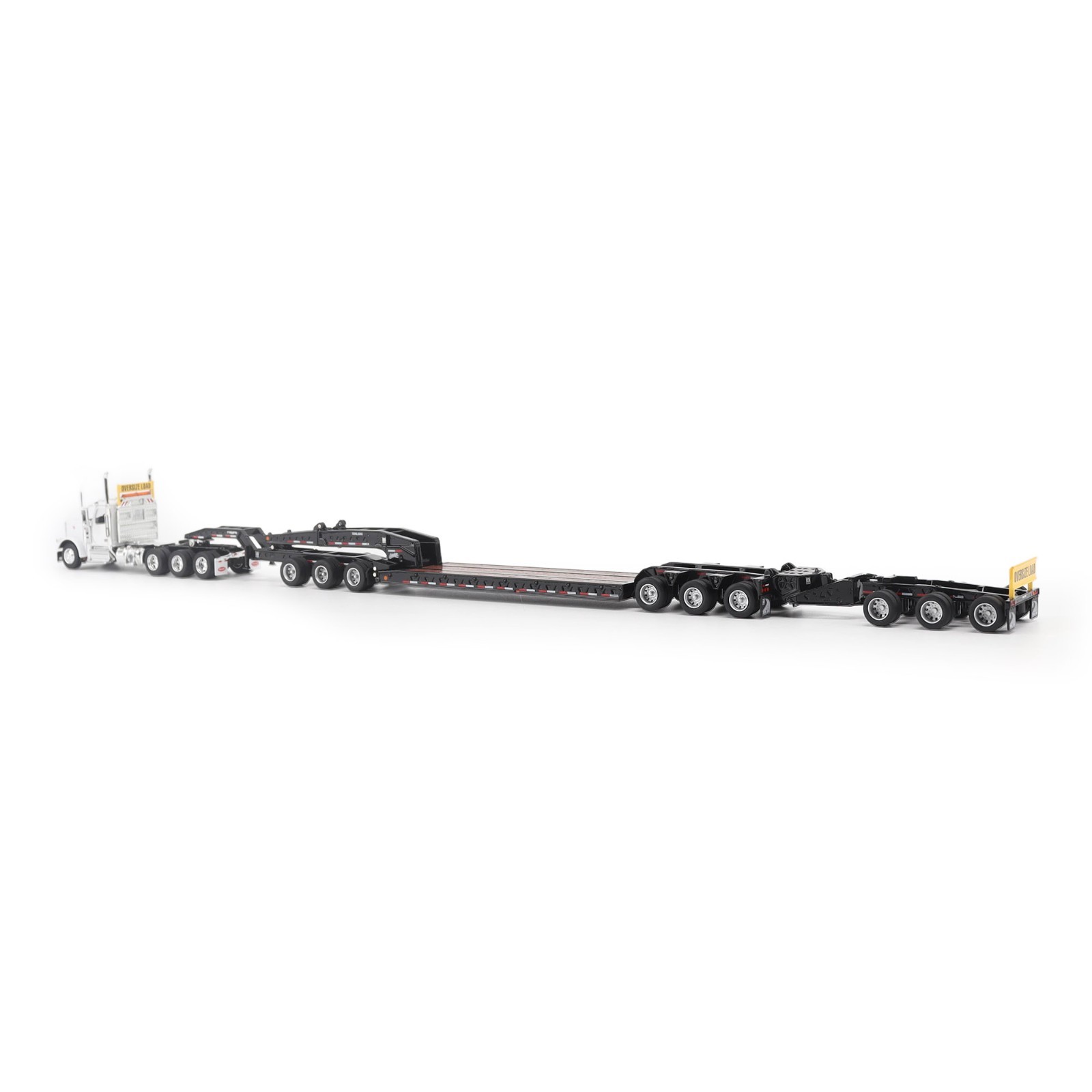 PETERBILT 589 DAY CAB & LOWBOY TRAILER WHITE 1/64 BY DIECAST MASTERS 71233