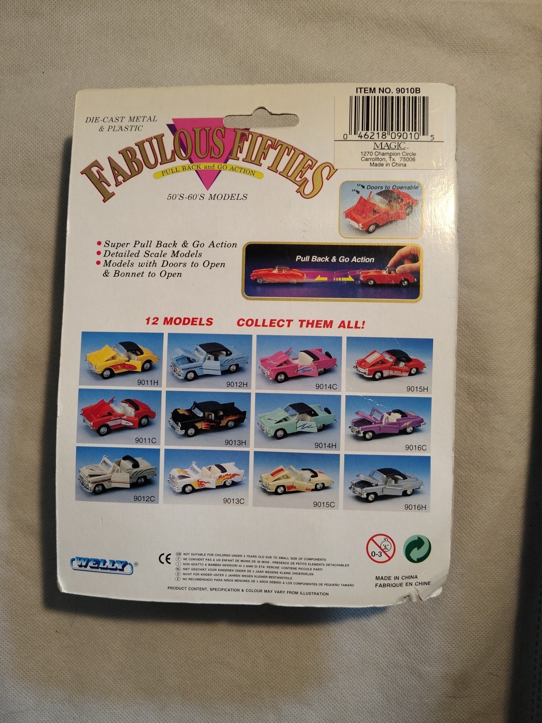 WELLY FABULOUS FIFTIES Pull Back and Go Action Die Cast Car #9010B 1:38 Scale