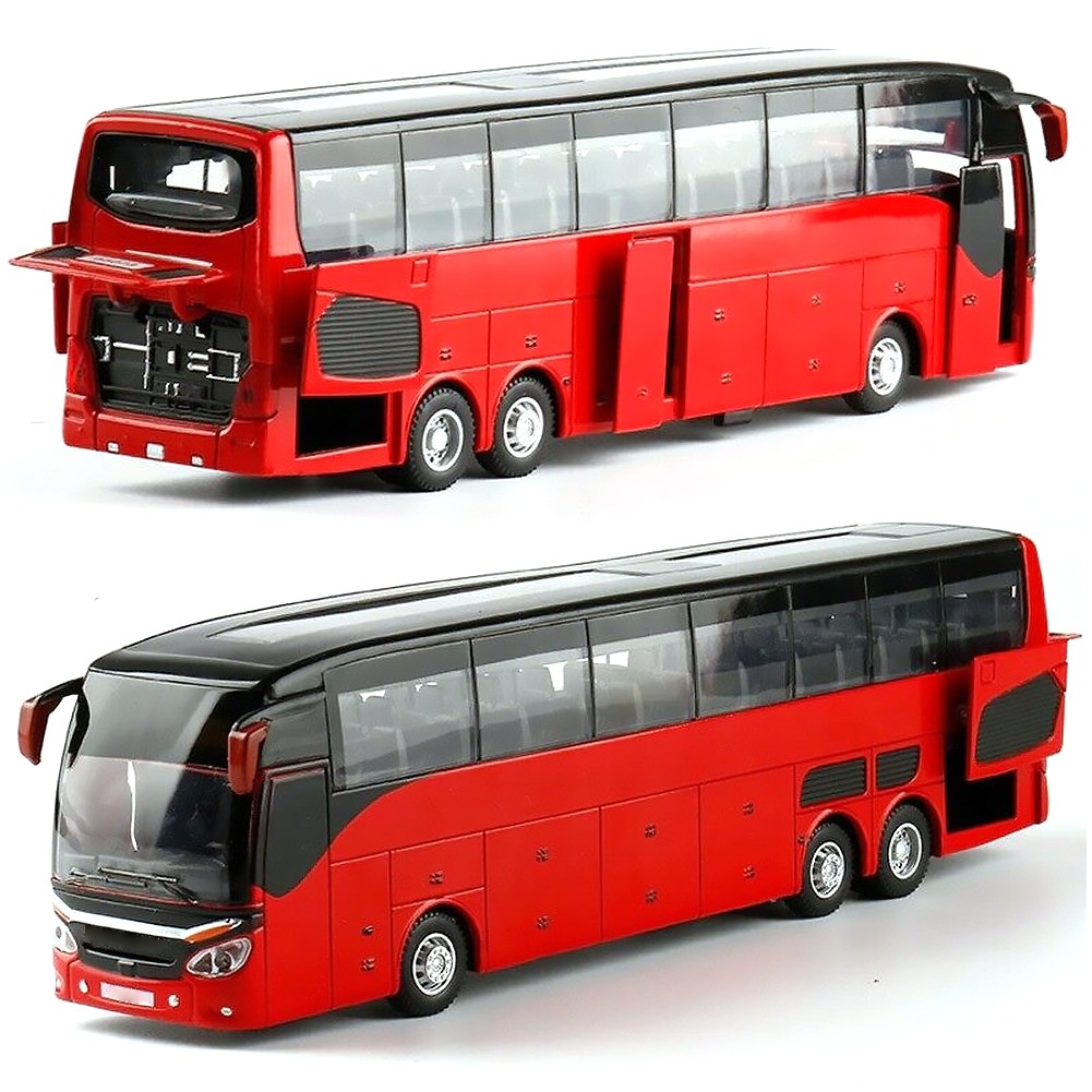 Model Flash Light Vehicle Single Sightseeing Bus 1:32 Alloy Cars Pull Back Toys