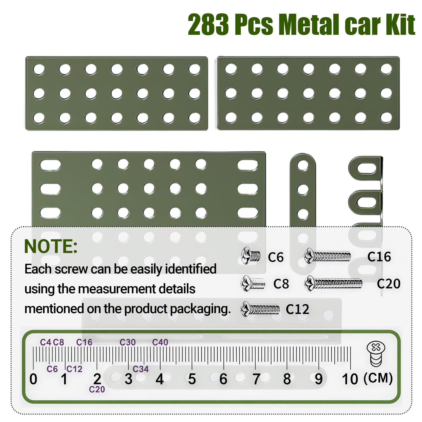 283 Pcs Metal Model Car Kit, STEM Building Toys for Kids 8-12