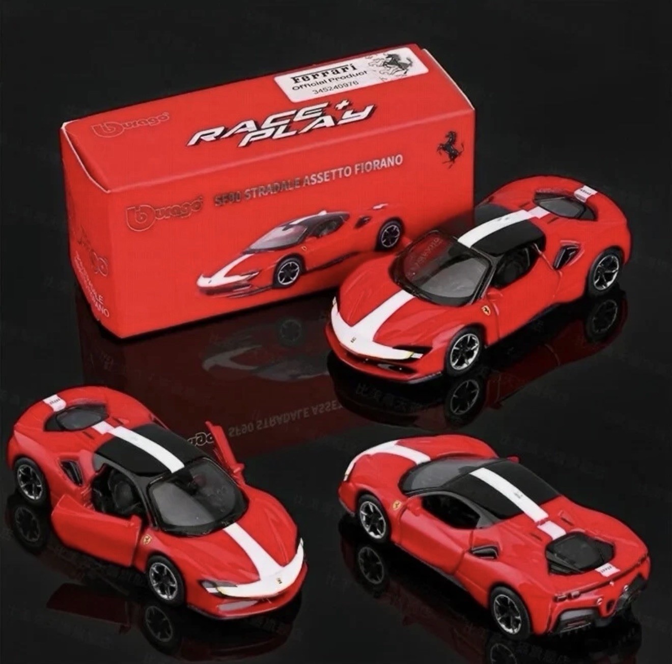 Bburago 1/64 Ferrari SF90 Stradale Assetto Fiorano Diecast Red Race & Play New