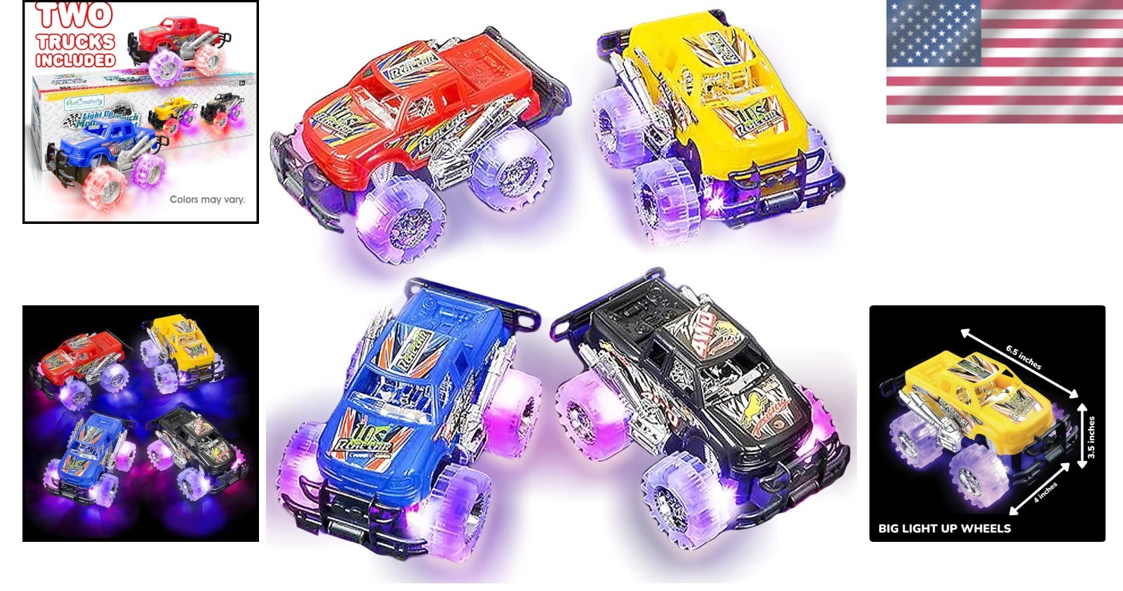 Push-&-Go Light-Up Monster Trucks: Fun Battery-Included Toy Set for Toddlers