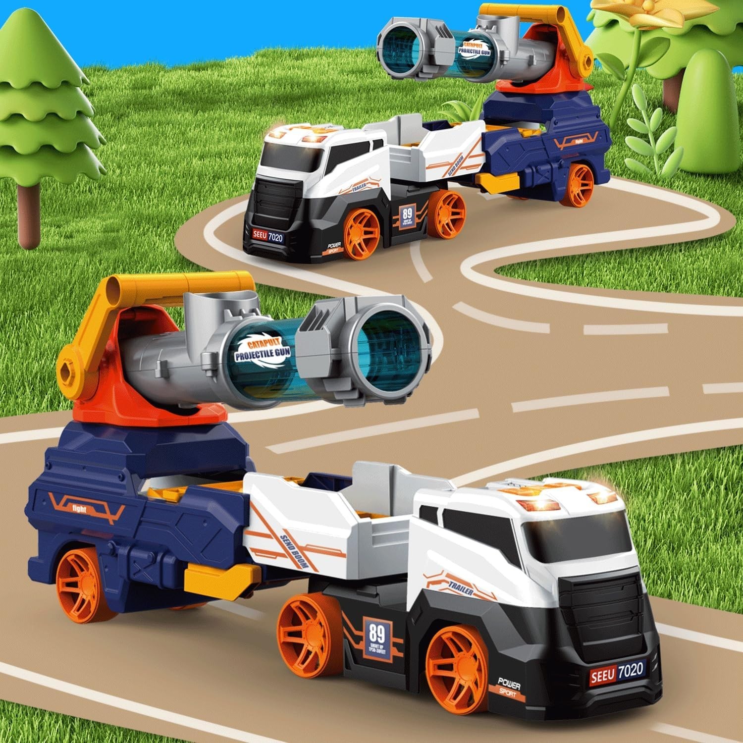 Interactive Ejection Truck Toy with Racing Cars for Boys and Girls Ages 3 Plus