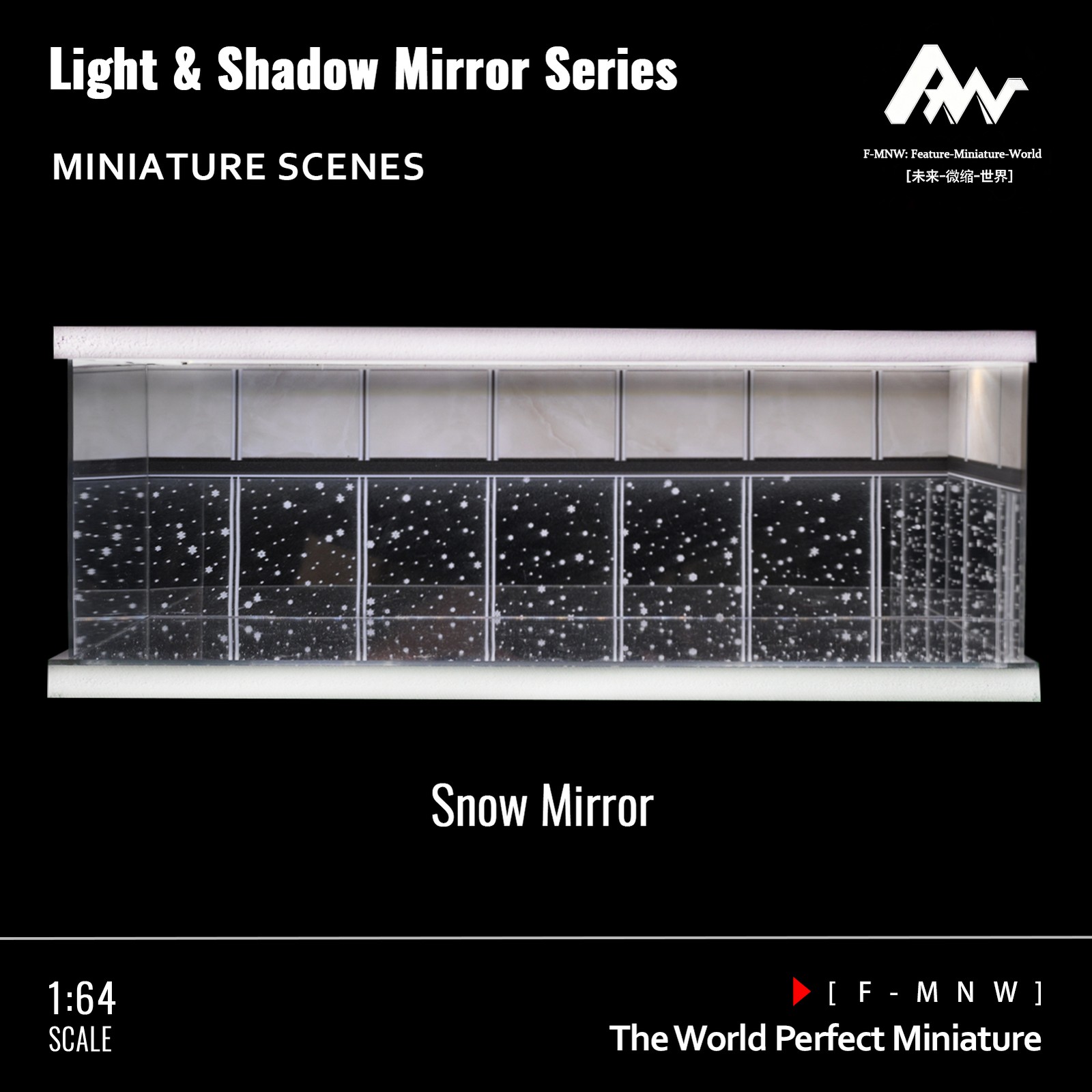1/64 Diorama Mirror Garage Model 3-Color LED Parking Lot Display Case Building