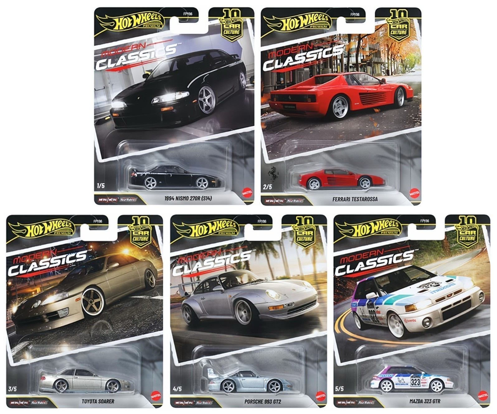 HOT WHEELS PREMIUM CAR CULTURE – MODERN CLASSICS – 5 CAR SET – CASE S
