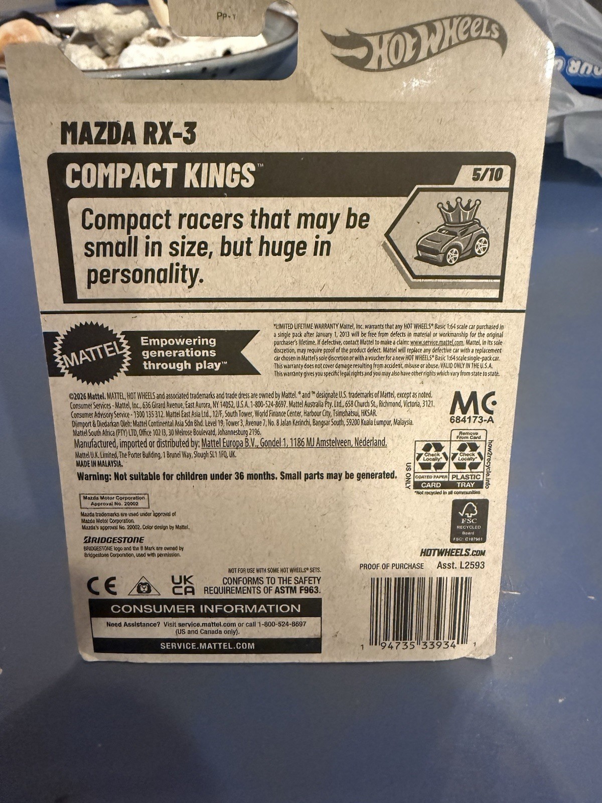 Hot Wheels Mazda RX-3 Compact Kings 5/10 1:64 Silver/Black/Gold Unopened