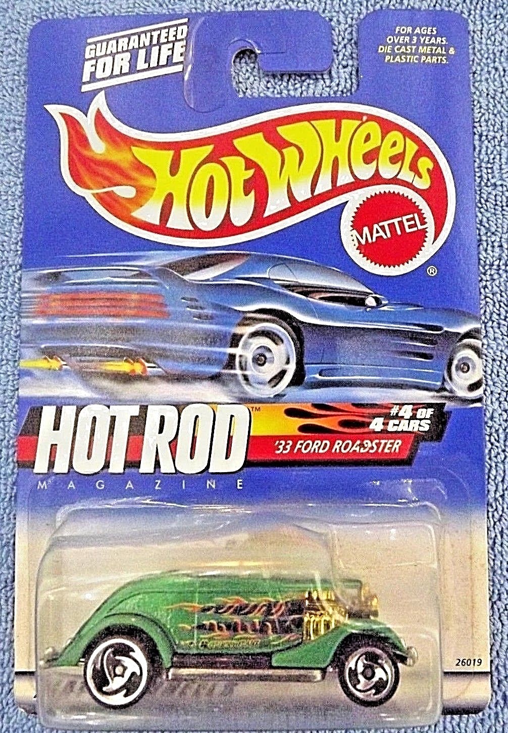 2000 Hot Wheels #8 Hot Rod Series 4/4 ’33 FORD ROADSTER Green w/RZR Spoke Wheels
