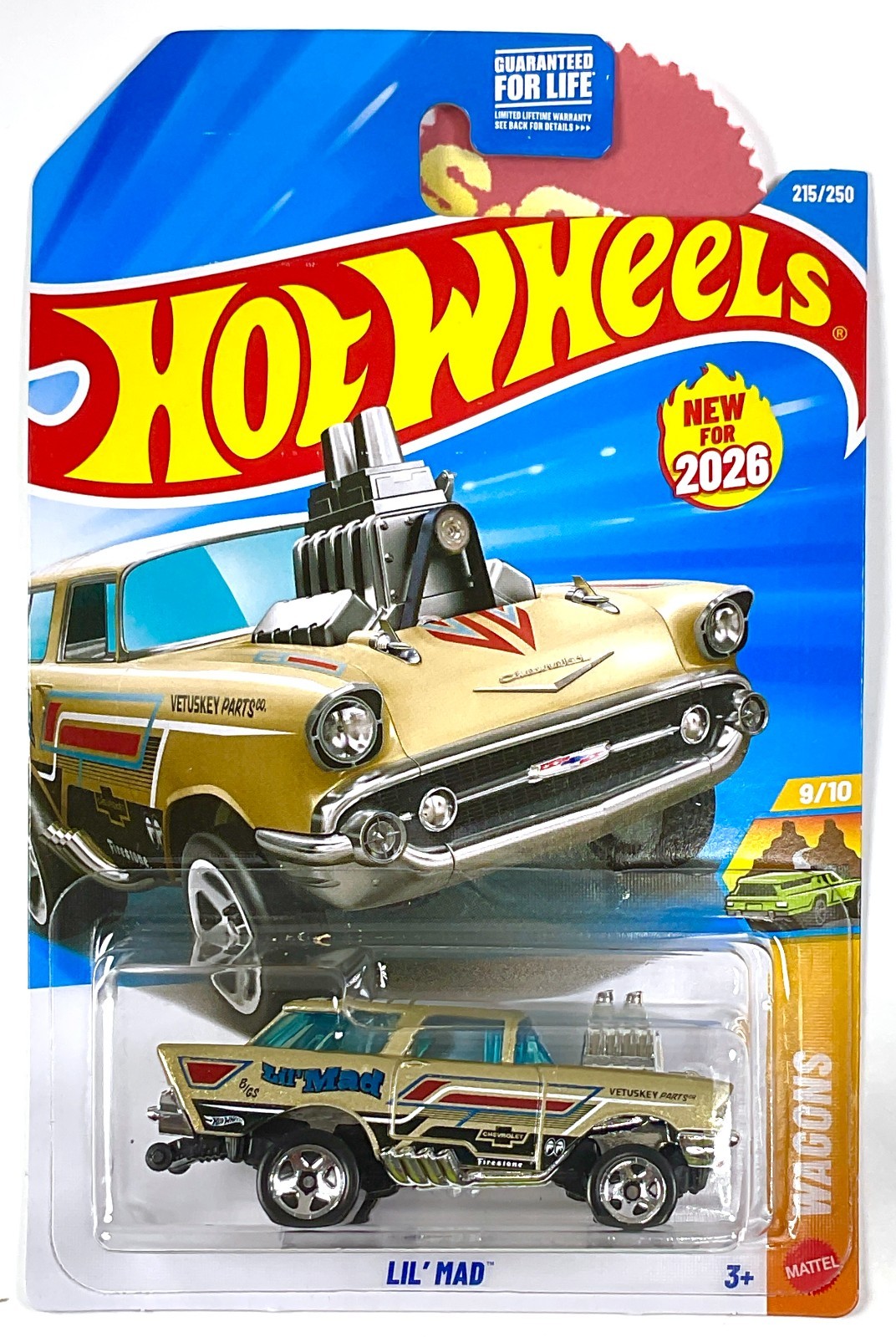 2026 Hot Wheels Wagons Lil’ Mad Chevy Gasser Shortened Nomad, Gold, 1st Ed. #215