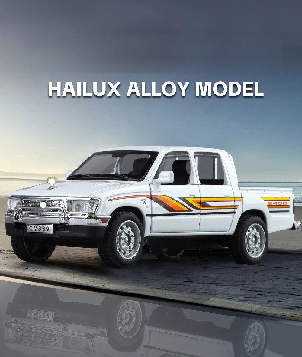 1:32 Toyota Hilux Alloy Model Off road Pickup with Sound and Light Diecast Toy