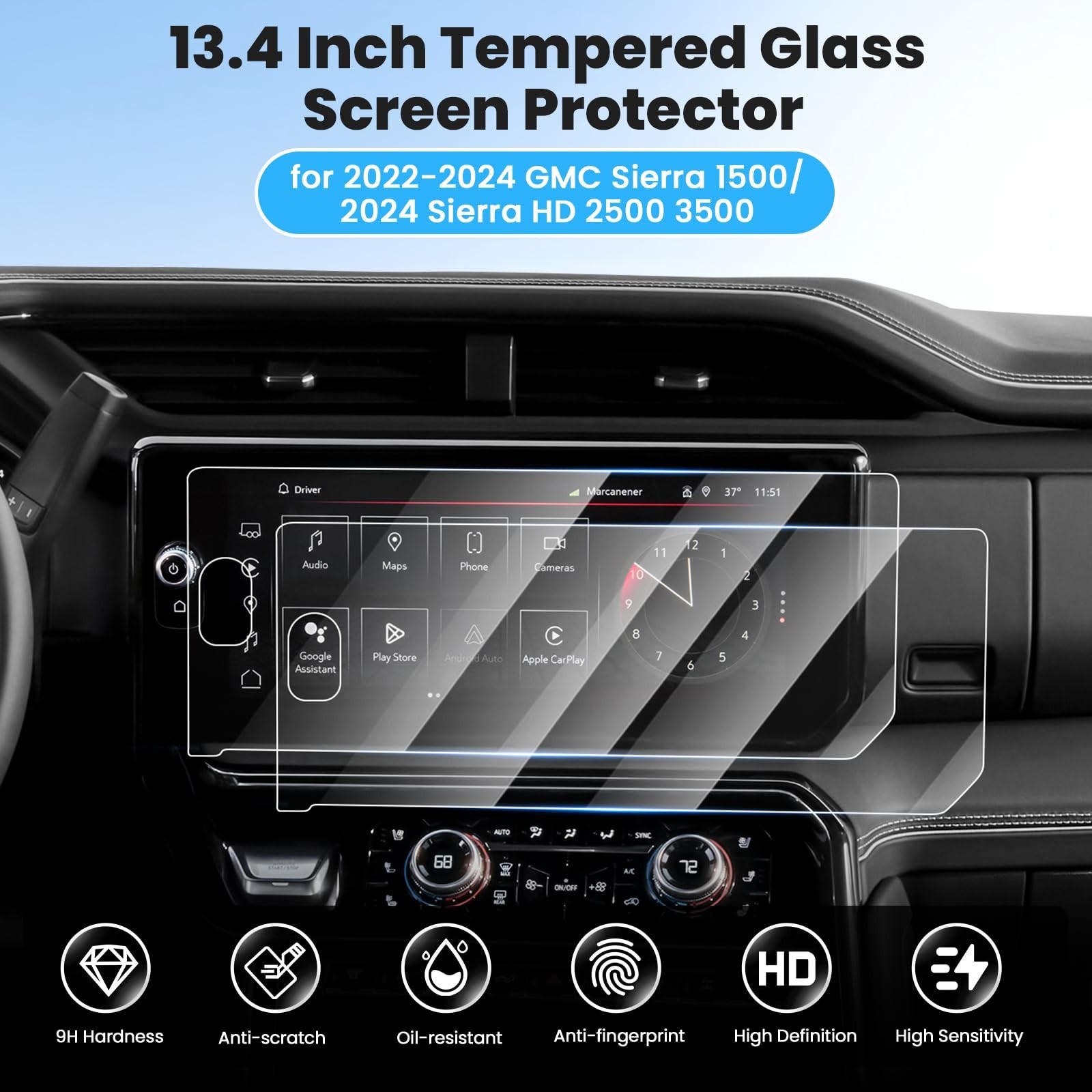 Canvcle 2PCS Screen Protector for 2022-2026 GMC Sierra 1500/2024-2026 Sierra …