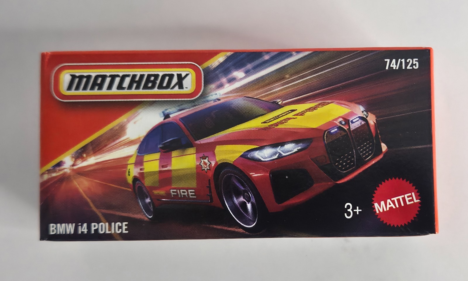 BMW i4 Police (FIRE) 74/125 Matchbox 2026 POWER GRABS JHR83 MBX Rescue red