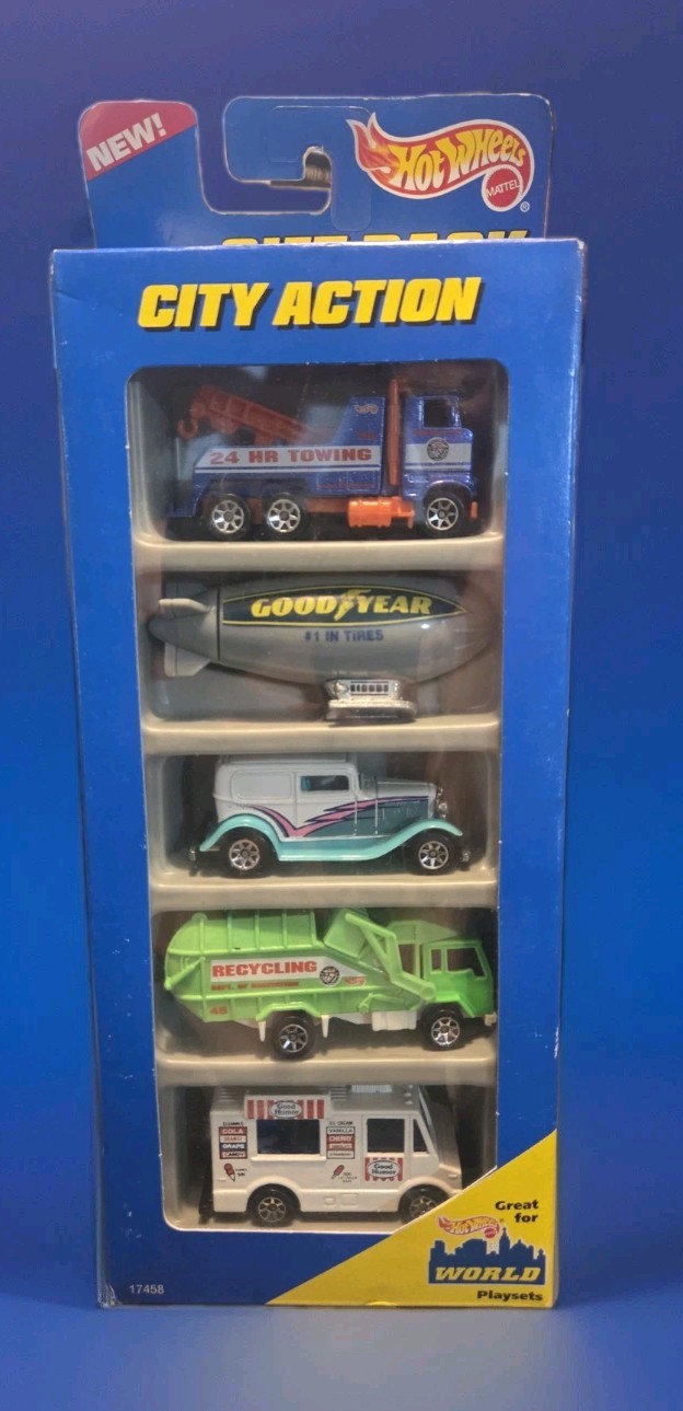 NIB Vintage ’96 Hot Wheels City Action 5-Pack Blimp Ice Cream Good Humor