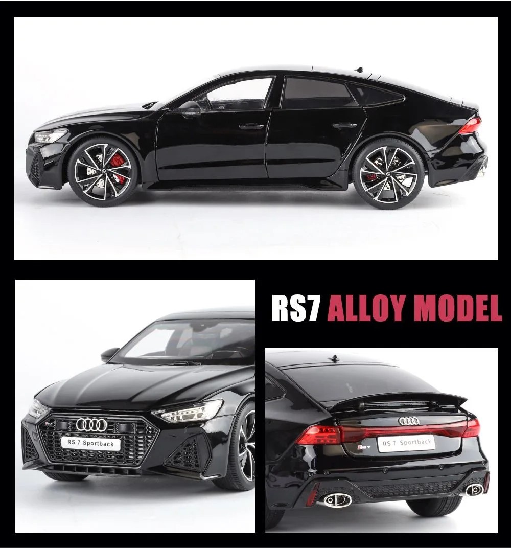 1:18 AUDI RS7 Sportback Key Version Diecast Car Model Sound Light Kid’s Gift