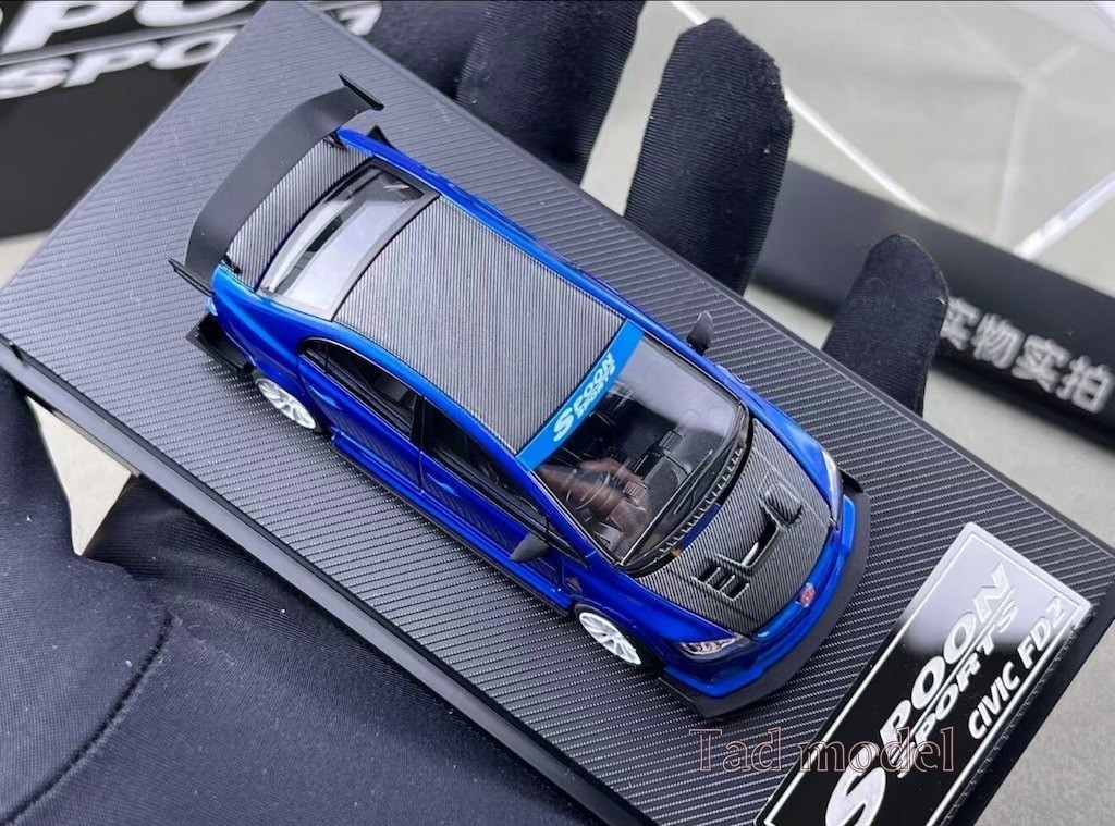 MT 1:64 Blue Carbon Civic Type R FD2 Sports Model Diecast Metal Car