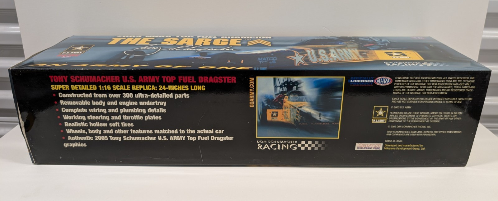Milestone 2004 Tony Schumacher U.S. Army Sarge 1/16 Top Fuel Dragster NHRA As Is
