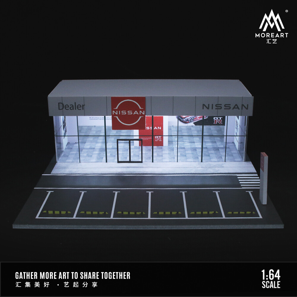 Diorama 1/64 Scale Car Garage Model LED Lighting City Showroom Scene Model Gifts