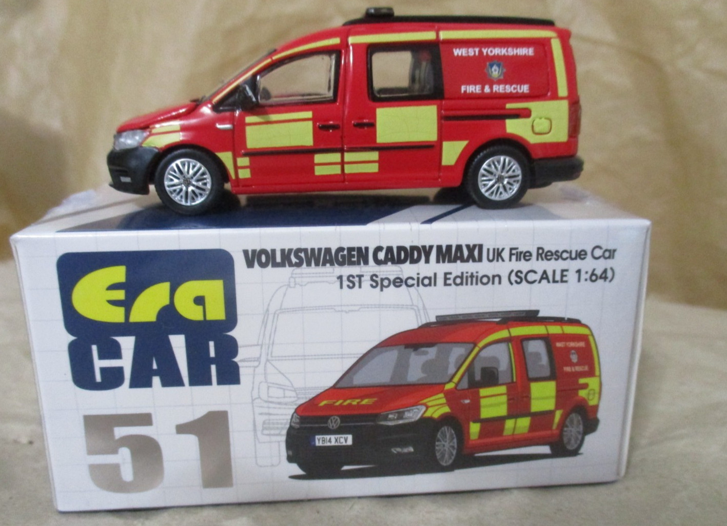 ERA Car #51 Volkswagen Caddy Maxi U.K Fire Dept Van 1:64 diecast Rubber Tires