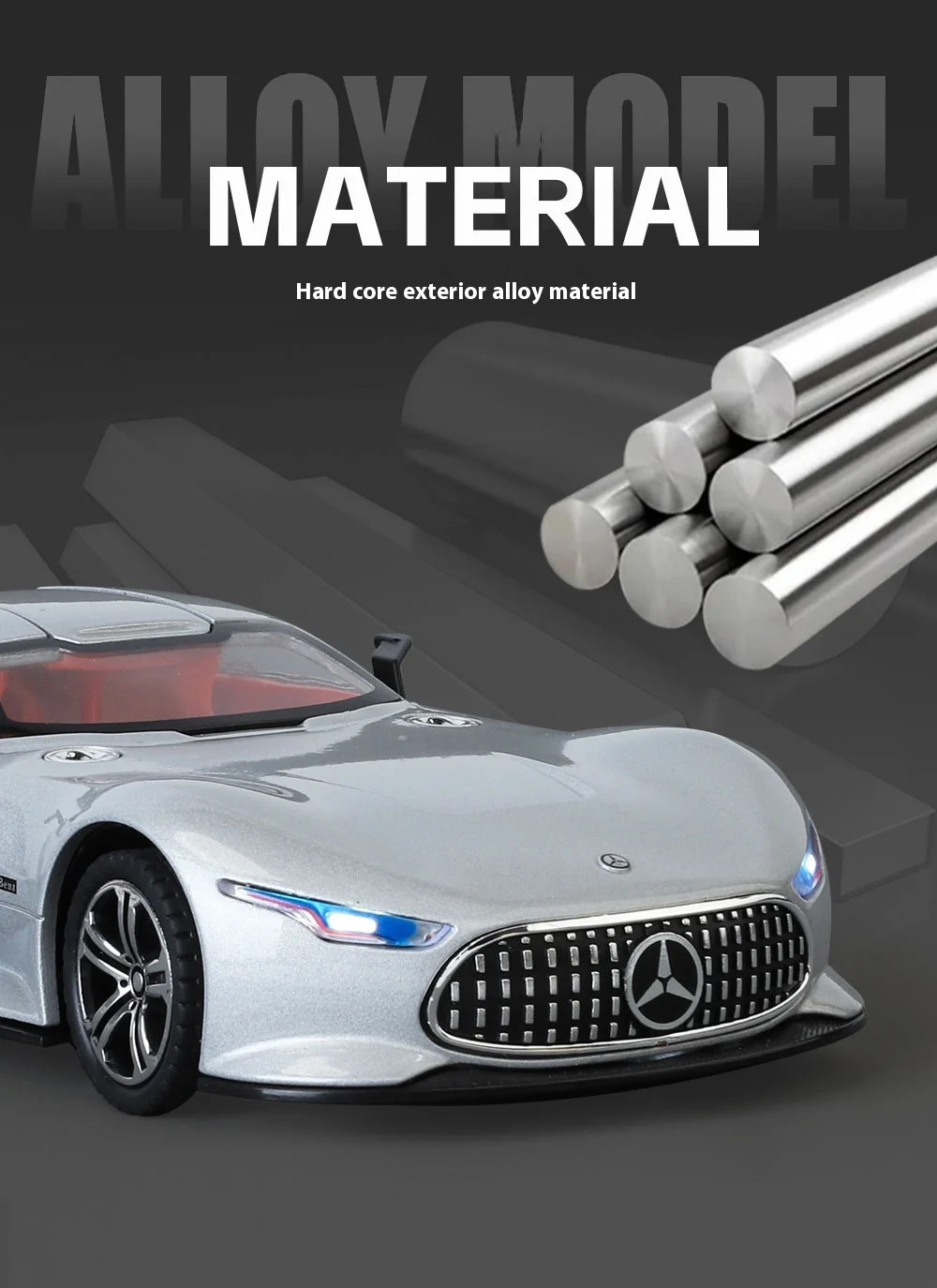 1: 24 Mercedes-Benz AMG alloy model car with sound and light sports car model