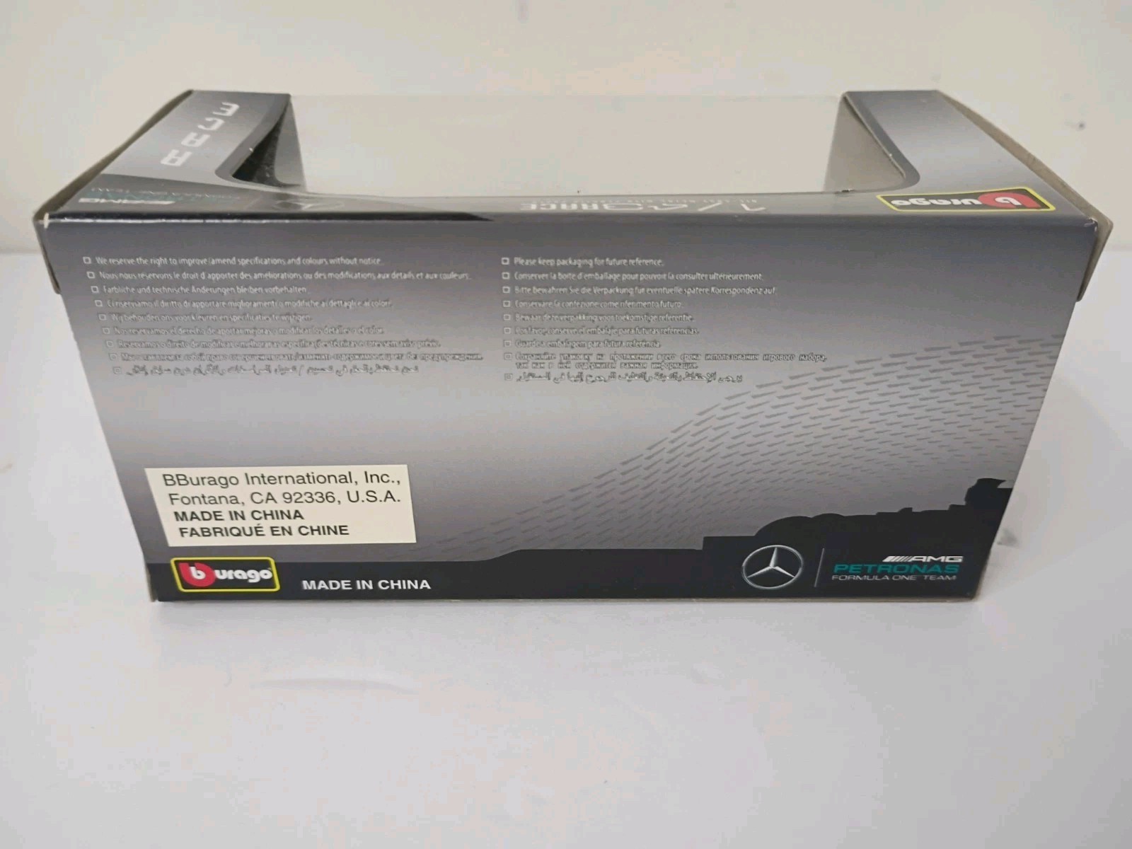 2016 #44 Lewis Hamilton Mercedes AMG W07 Hybrid 1/43 Bburago Formula 1 Diecast